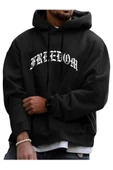 Unisex Freedom Baskılı Oversize Kapüşonlu Sweatshirt thumbnail 2
