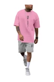 Erkek Dikey Baskılı T-Shirt Şort thumbnail 3