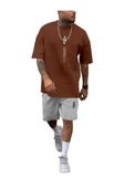 Erkek Dikey Baskılı T-Shirt Şort thumbnail 7