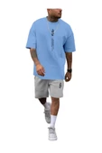 Erkek Dikey Baskılı T-Shirt Şort thumbnail 5