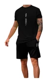 Erkek Dikey Baskılı T-Shirt Şort thumbnail 11