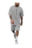 Erkek Dikey Baskılı T-Shirt Şort thumbnail 10