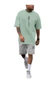 Erkek Dikey Baskılı T-Shirt Şort thumbnail 4