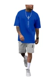 Erkek Dikey Baskılı T-Shirt Şort thumbnail 1