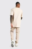 Erkek Bej Valencia Baskılı Oversize Tshirt thumbnail 2