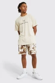 Unisex Bej Barcelona Baskılı Oversize Tshirt thumbnail 4