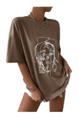 Unisex Yüz Baskılı Oversize Tshirt thumbnail 3