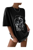 Unisex Yüz Baskılı Oversize Tshirt thumbnail 6