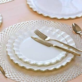 Glore Zarif Solid Krem Wavy Pasta Tabağı 21cm 6’lı -81442 thumbnail 2