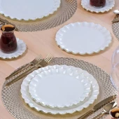 Glore Zarif Solid Krem Wavy Pasta Tabağı 21cm 6’lı -81442 thumbnail 1