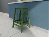 Ahşap Katlanabilir Basamaklı Tabure Yeşil Renk thumbnail 3