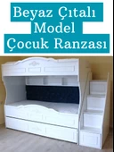 Çocuk Ranzası (Beyaz - Çıtalı Model) thumbnail 4