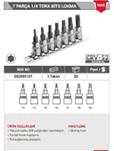 DHT 7 PARÇA TORX BİTS LOKMA SET 1/4 D02065107 thumbnail 2