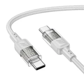 Hoco U129 Transparan Type-C to Type-C 60W Data ve Şarj Kablosu 1.2m thumbnail 2