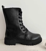 Bağcıklı Yan Fermuarlı Postal Bot Siyah thumbnail 2