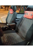 ucuzdukkan28 Fiat / Tofaş Kartal Lüks Kapitone Kumaş Oto Koltuk Kılıfı Ön ve Arka Set - Turuncu thumbnail 3