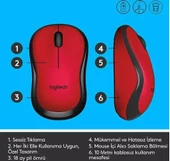 Logitech M220 910-004880 Kırmızı Sessiz Optik Kablosuz Mouse thumbnail 6