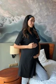Mama Nakışlı Gömlek Yaka Hamile Gecelik thumbnail 4