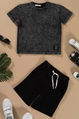 Batik Yıkamalı Siyah Tshirt Şort Takım thumbnail 1