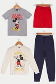 4'lü Mickey Mouse Baskılı Tshirt Şort Pantolon Takım thumbnail 1