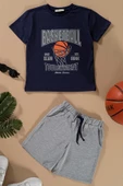 Basketboll Baskılı Lacivert Tshirt Şort Takım thumbnail 1