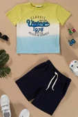 Batik Baskılı Su Yeşili Tshirt Şort Takım thumbnail 1