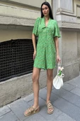 Doğal Viskon Desenli Yeşil Tulum thumbnail 5