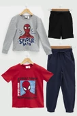 4'lü SPİDER-MAN Tshirt Şort Pantolon Takım thumbnail 1