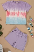 Batik Yıkamalı Lila Tshirt Şort Takım thumbnail 1