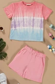 Batik Yıkamalı Pembe Tshirt Şort Takım thumbnail 1