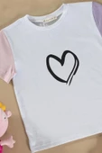 Kalp Baskılı Lila Tshirt Şort Takım thumbnail 2