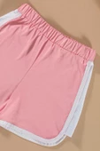 File Detaylı Baskılı Pembe Tshirt Şort Takım thumbnail 3