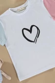 Kalp Baskılı Pembe Tshirt Şort Takım thumbnail 2