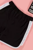 File Detaylı Baskılı Siyah Tshirt Şort Takım thumbnail 3