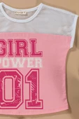 File Detaylı Baskılı Pembe Tshirt Şort Takım thumbnail 2