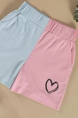 Kalp Baskılı Pembe Tshirt Şort Takım thumbnail 3