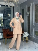 Bürümcük Şal Yaka Takım-Bej thumbnail 1