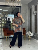 Rosa Örme Tunik-İndigo mavi indigo thumbnail 1