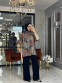 Rosa Örme Tunik-İndigo mavi indigo thumbnail 2