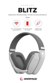 Rampage BLITZ Beyaz/Gri Wireless 2.4G+ Bluetooth Mikrofonlu Kablosuz Oyuncu Kulaklığı thumbnail 1