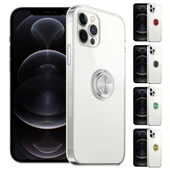 FitCase iPhone 12 / 12 Pro Kılıf Gross Ring Şeffaf Arka Kapak thumbnail 1