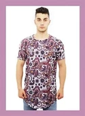 Mor Çiçek Desenli T-Shirt thumbnail 1