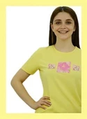 Çiçek Baskılı Sarı T-Shirt thumbnail 2