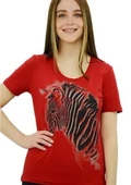 Zebra Baskılı Kırmızı T-Shirt thumbnail 1