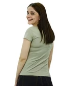 V Yaka Açık Yeşil T-Shirt thumbnail 2