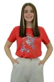 Çiçek Baskılı Kırmızı T-Shirt thumbnail 1
