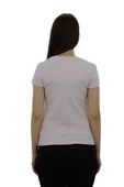V Yaka Açık Pembe Basic T-Shirt thumbnail 4
