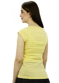 Sarı Çizgili Bayan T-Shirt thumbnail 4