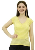 Sarı Çizgili Bayan T-Shirt thumbnail 1