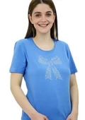 Kurdele Taşlı Mavi T-Shirt thumbnail 1